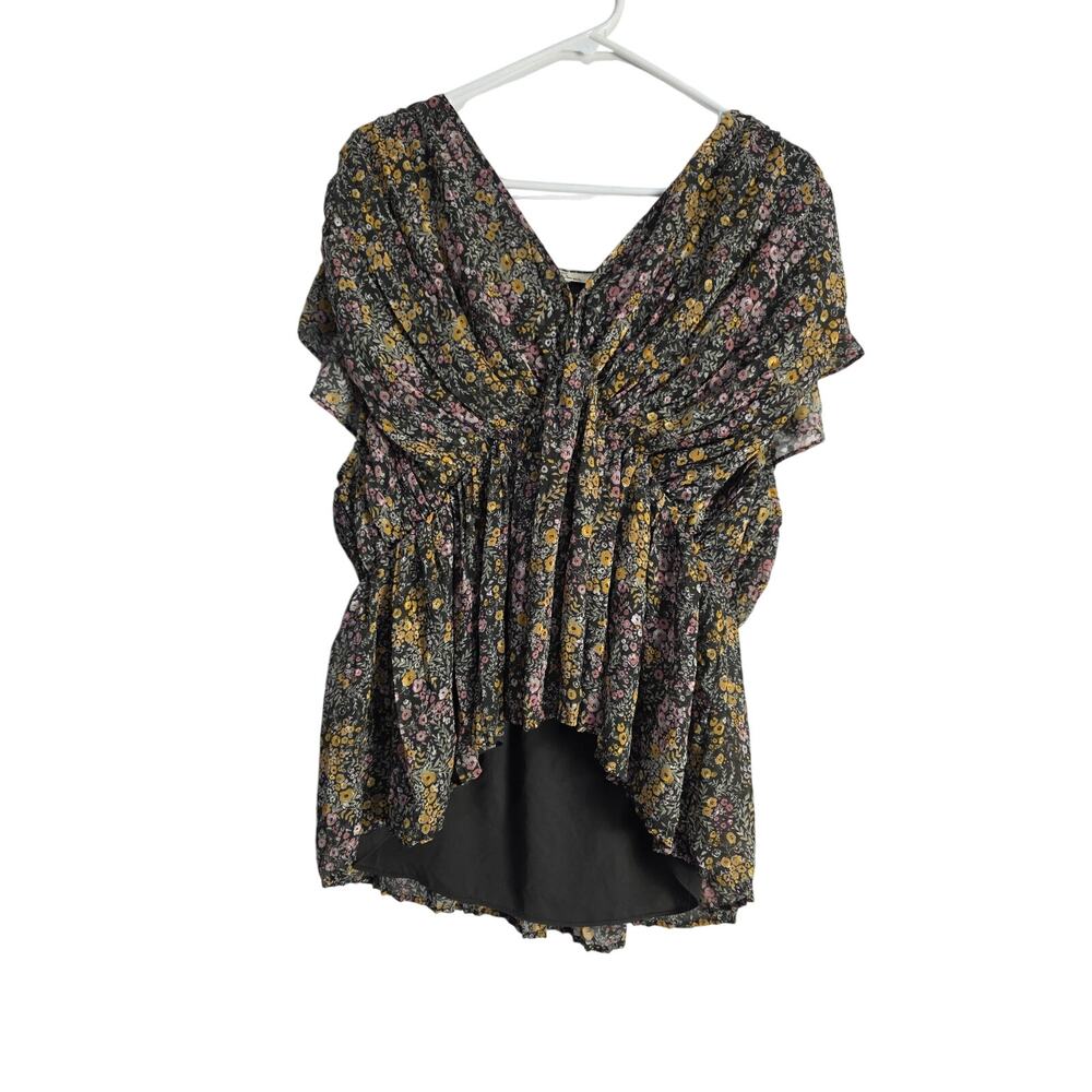 Les Serene Cottage Core Top L Womens Cap Sleeve V Neck Cottage Core Pullover
